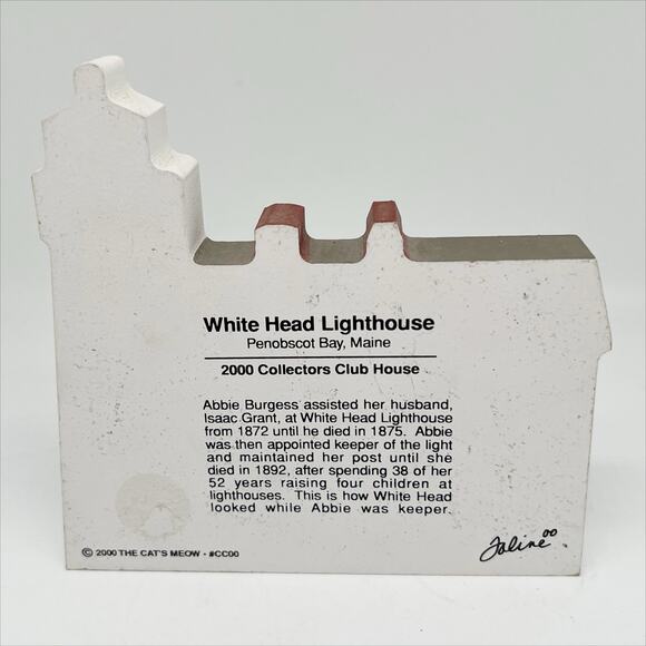 Vintage The Cat's Meow White Head Lighthouse 2000 Collector's Club House - Picture 3 of 8